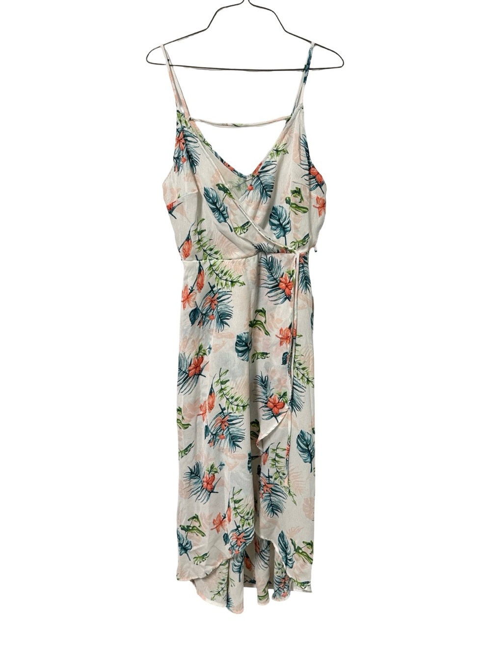 Lush White Floral Maxi Dress with Blue and Coral Print